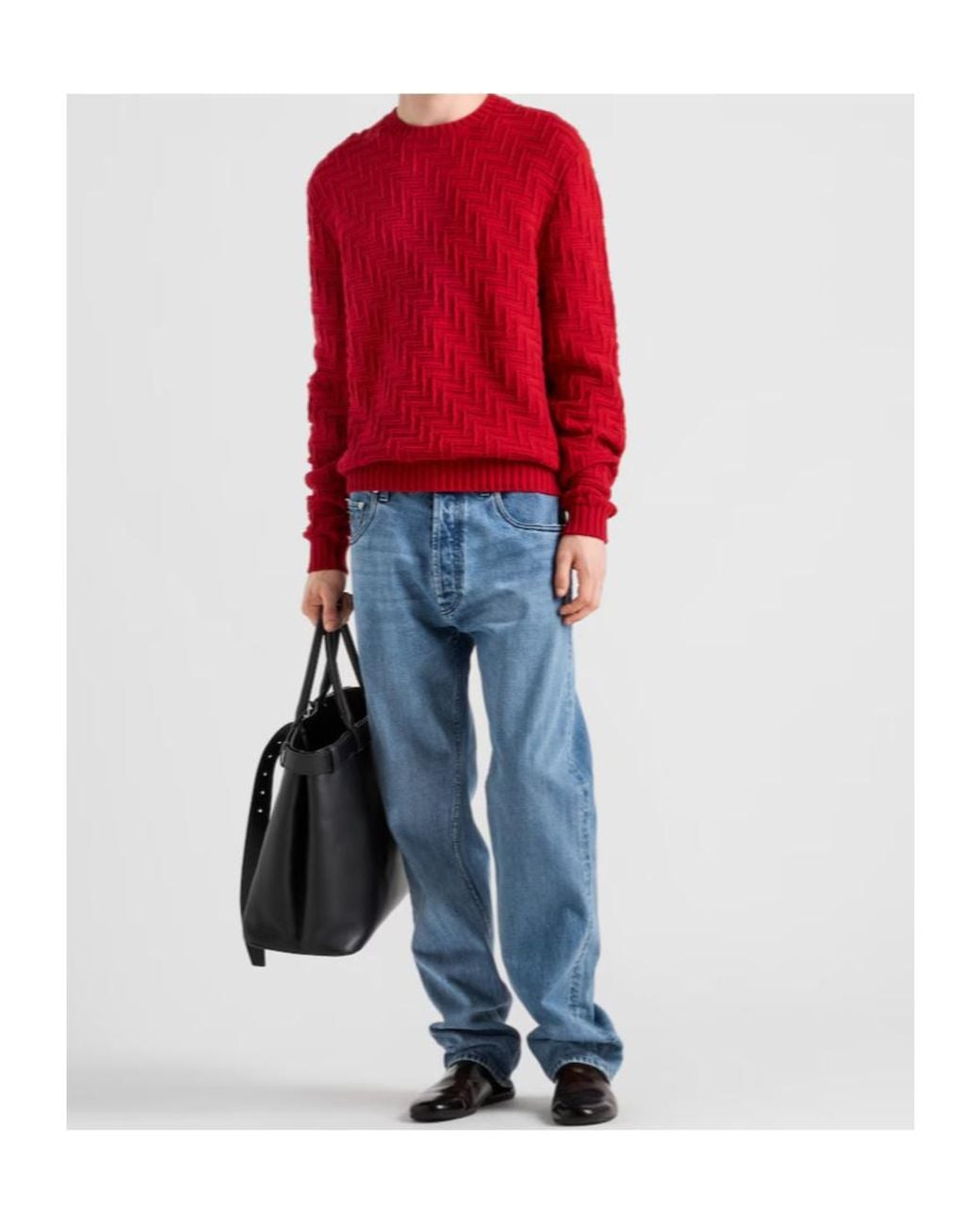 Prada Blue Logo Patch Straight Leg Jeans for men