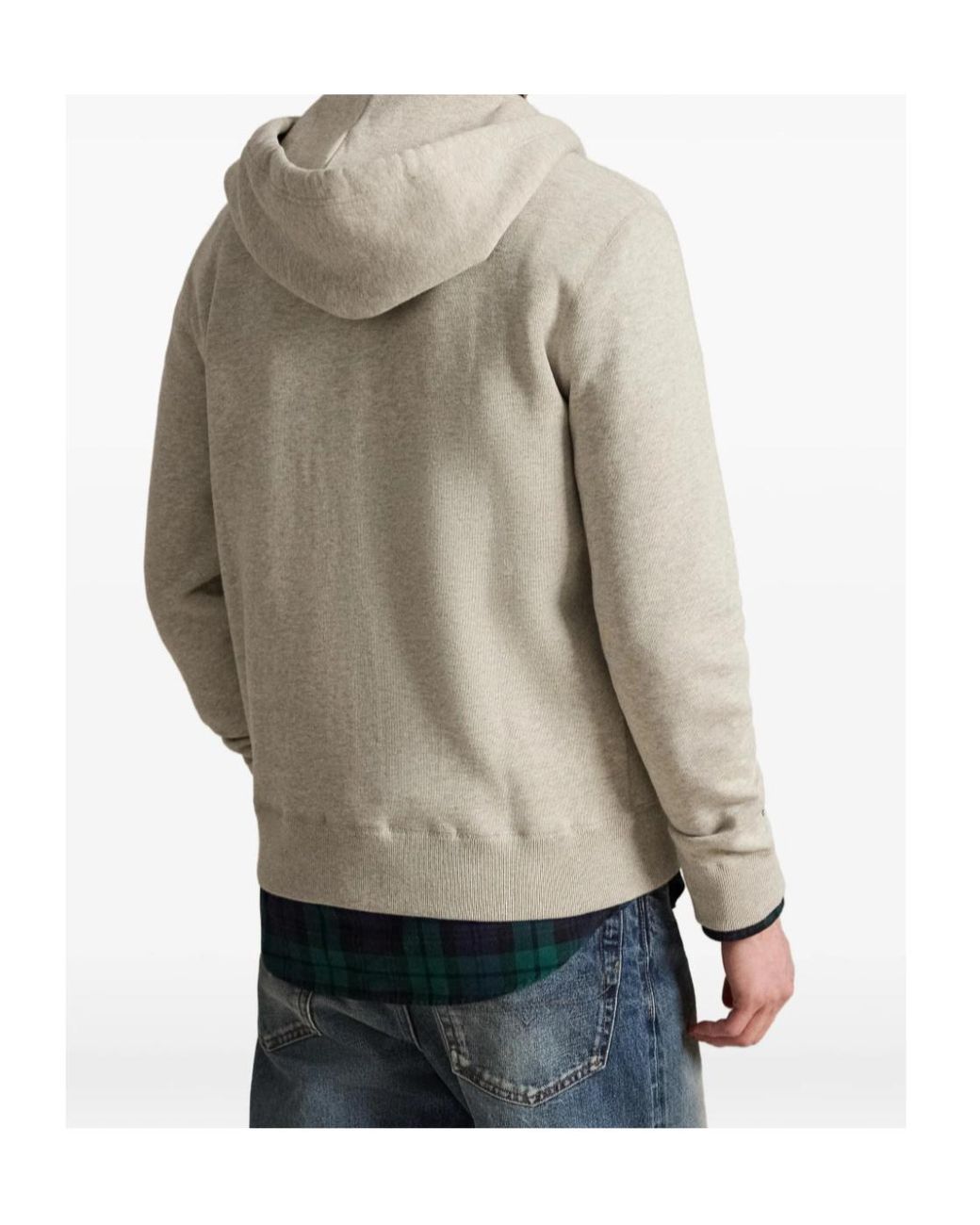 Polo Ralph Lauren White Logo Embroidered Zip-Up Drawstring Hoodie for men