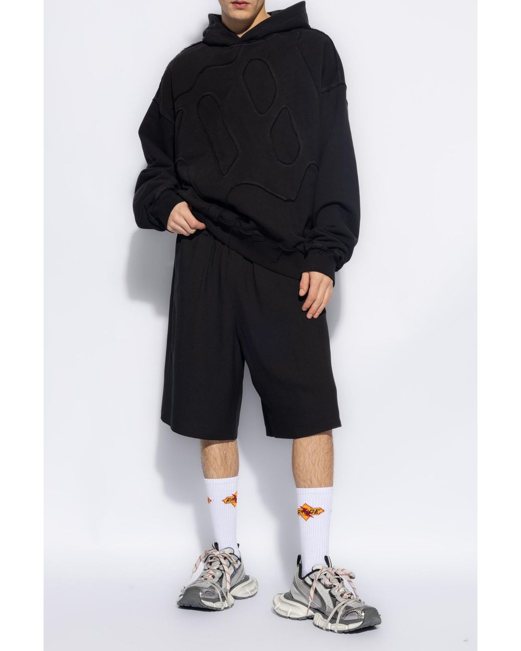 Moschino Black Logo Patch Pocketed Shorts for men