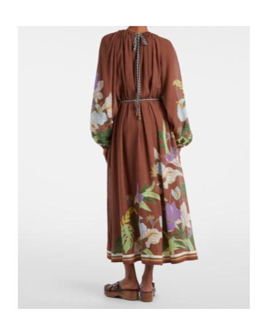 ALÉMAIS Brown Alfie Gathered Cotton And Silk Midi Dress