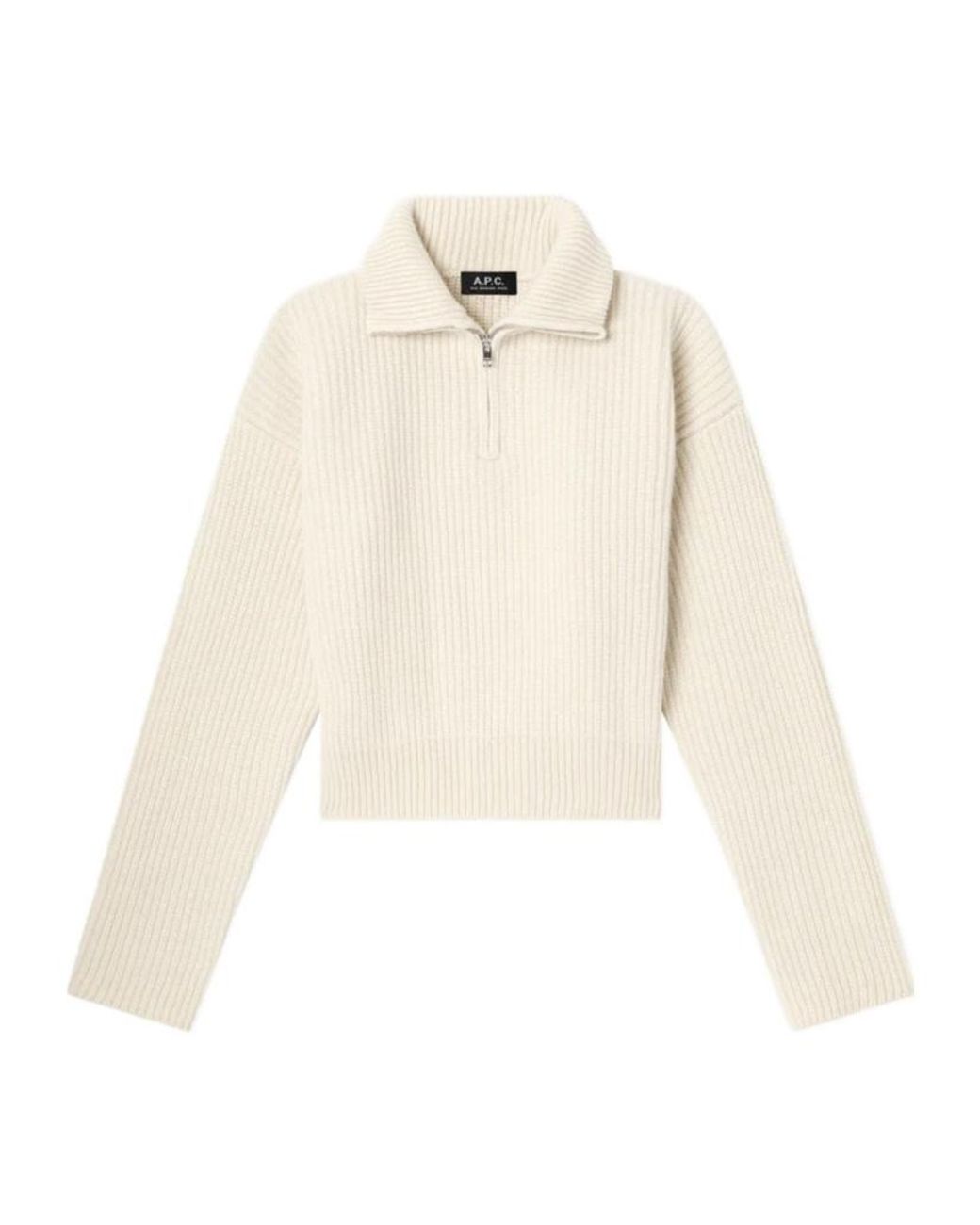 A.P.C. White Half Zipped Jumper