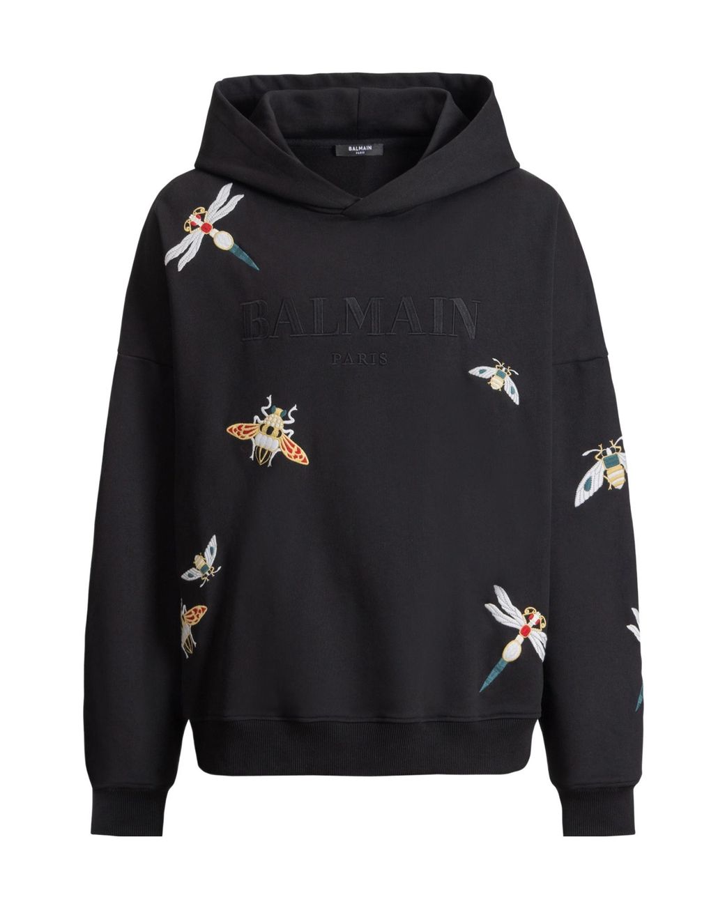 Balmain Blue Embroidered Insect Hoodie for men