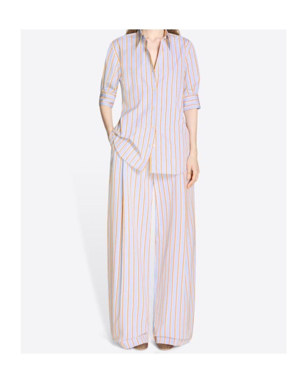 Dries Van Noten Purple Striped Pleated Trousers