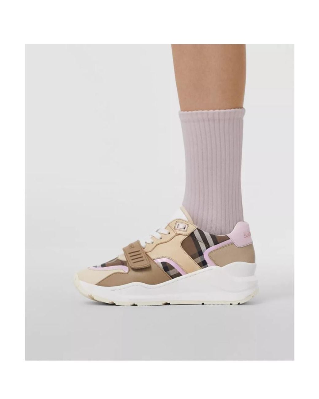 Burberry Pink Check Patterned Sneakers