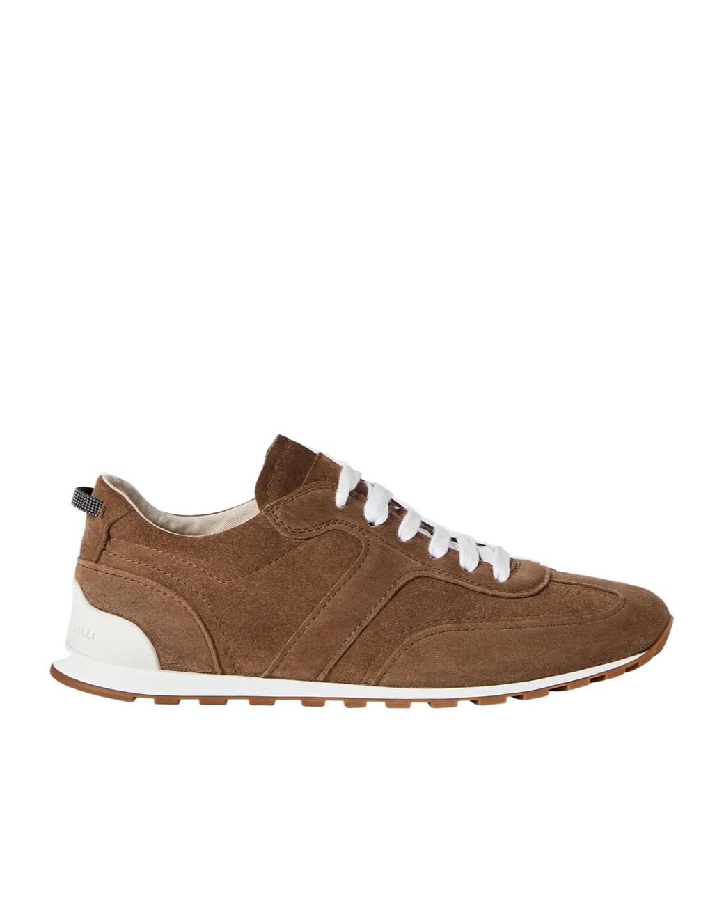 Brunello Cucinelli Brown Suede Runners With Shiny Loops