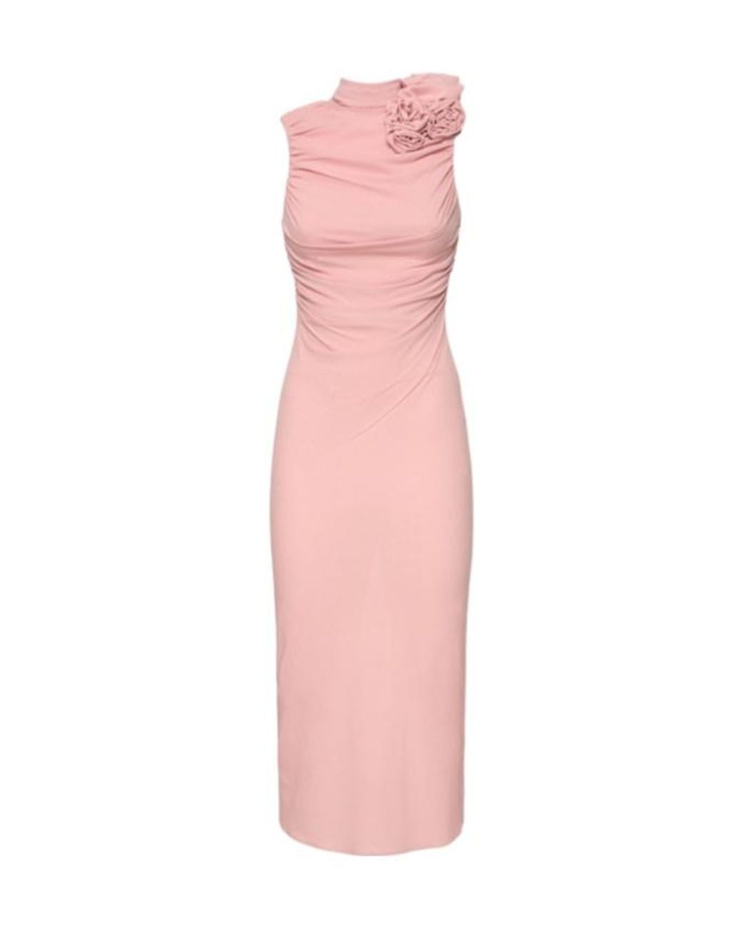 Magda Butrym Pink Silk Sheer Roses Detail Midi Dress
