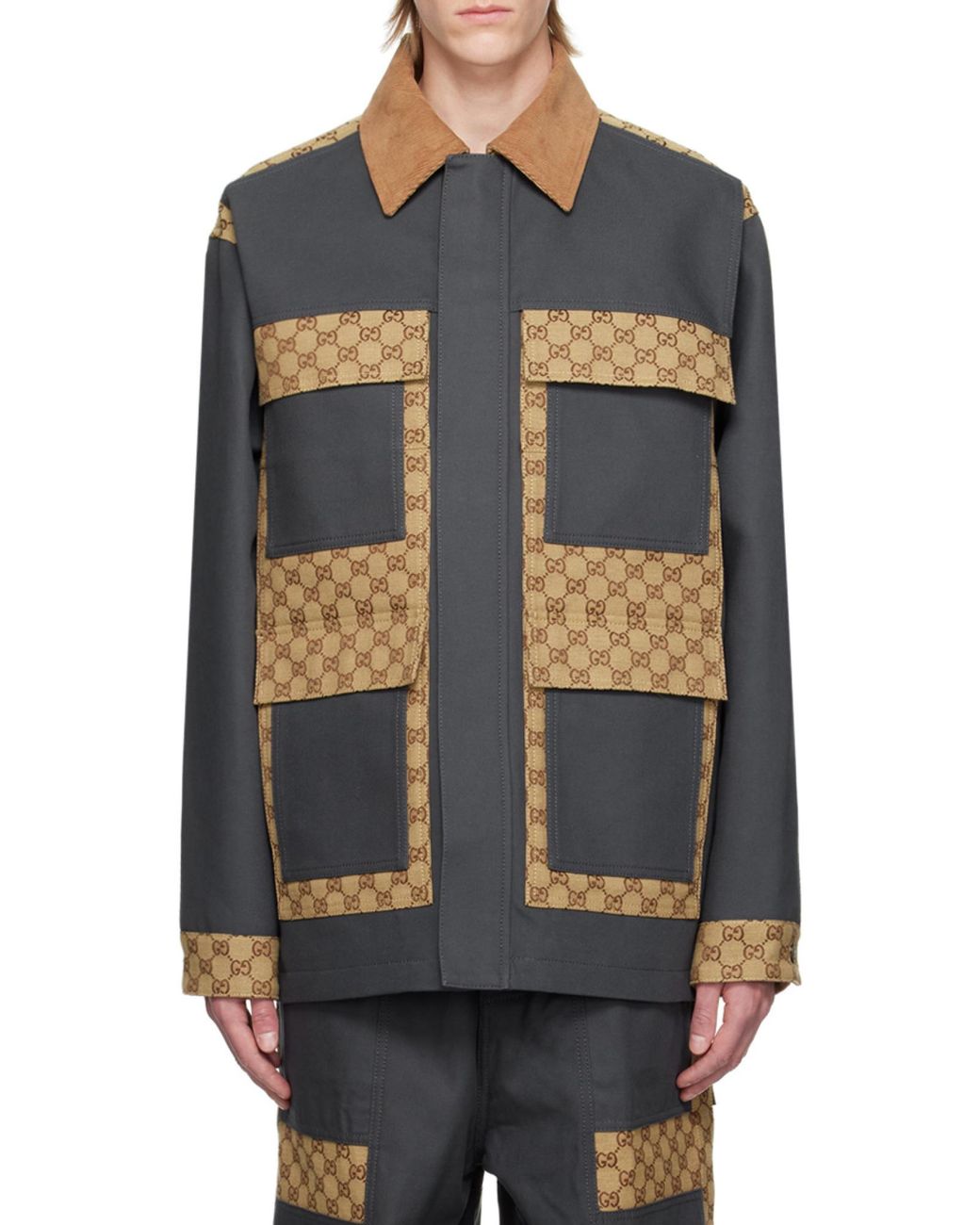Gucci Blue Monorammed Corduroy Overshirt for men
