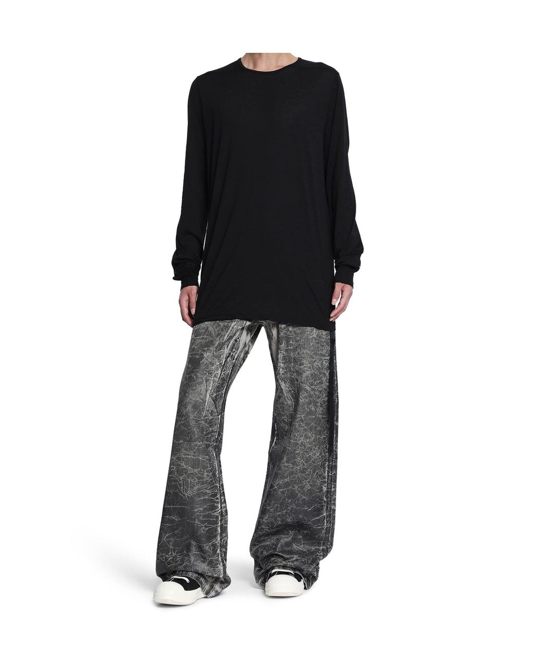 Rick Owens Black Long Sleeved Crewneck T-Shirt for men