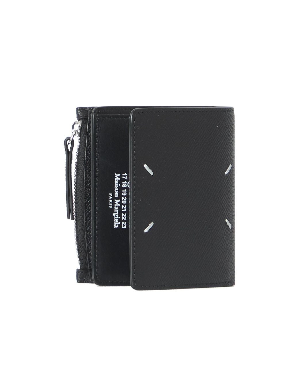 Maison Margiela Black Four Stitches Tri-Fold Wallet for men
