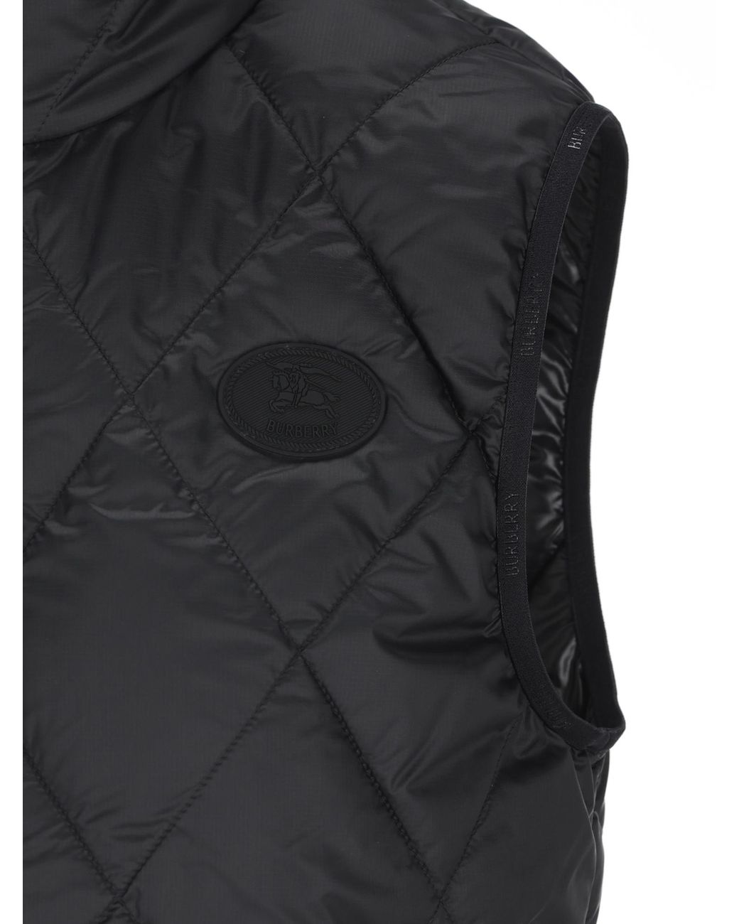 Burberry Black Check-Trim Quilted Padded Vest