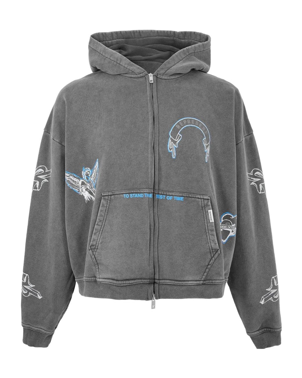 Represent Gray Zip Hoodie for men