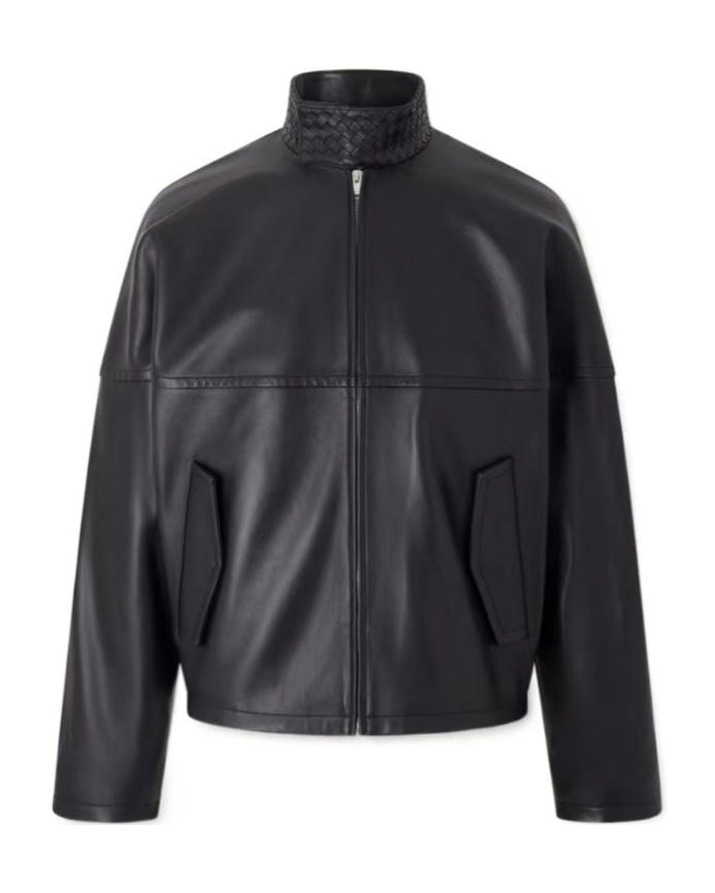 Bottega Veneta Black Long Sleeve Leather Jacket for men