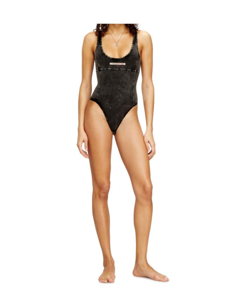 DIESEL Black Phoebe-Dnm Houndstooth Print Bodysuit