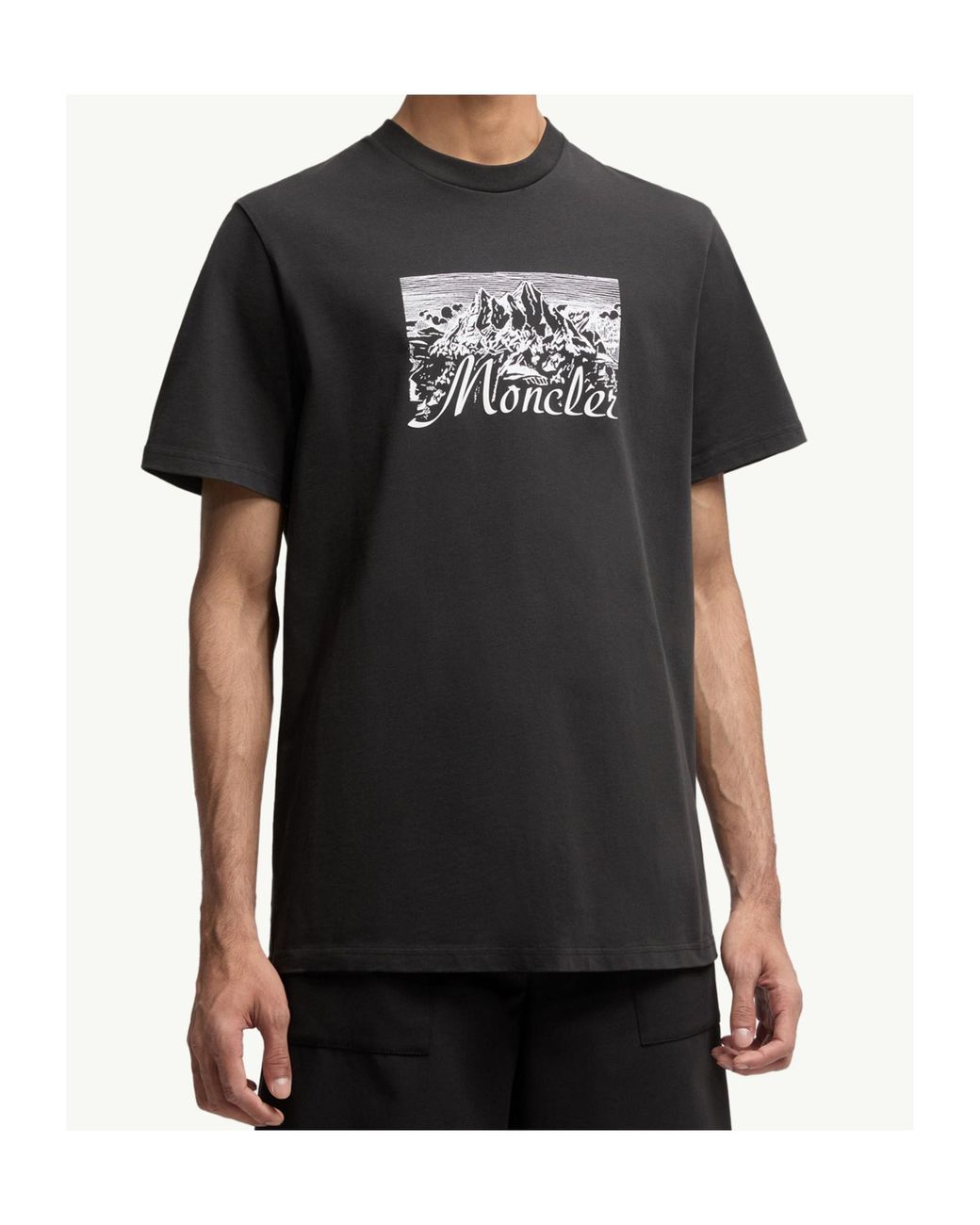 Moncler Black Logo Printed Crewneck T-Shirt for men