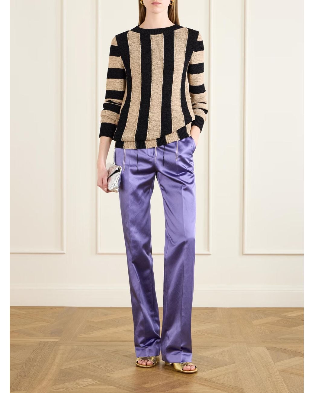 Dries Van Noten Black Topic Frayed Striped Open-Knit Sweater