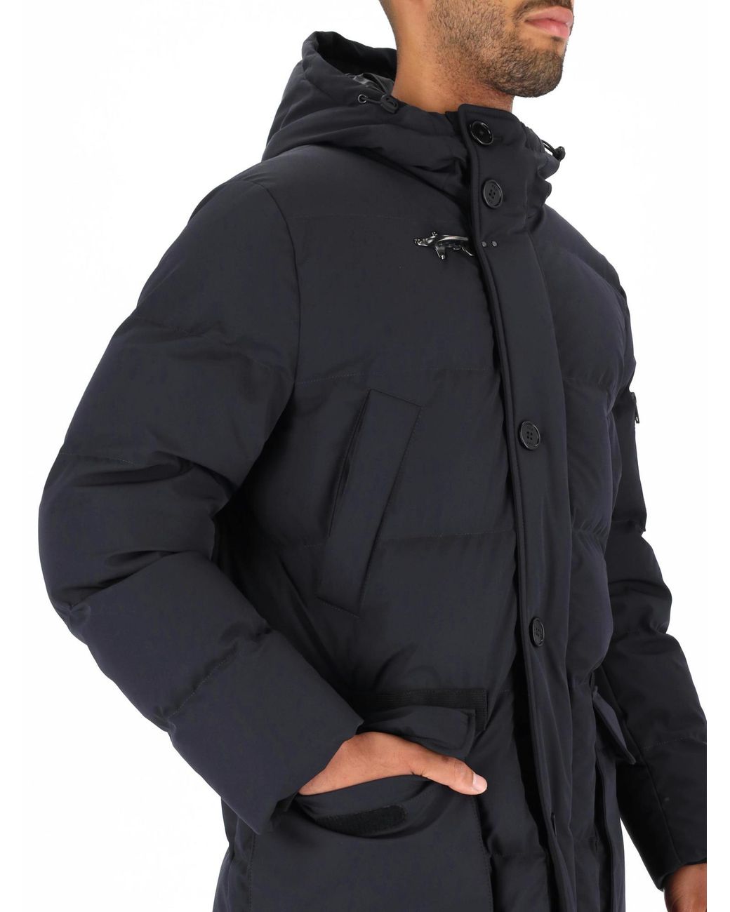 Fay Blue Quilted Parka Coat for men