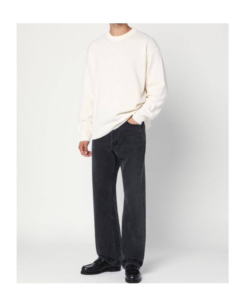 Roberto Collina White Crew Neck Knitted Sweater for men
