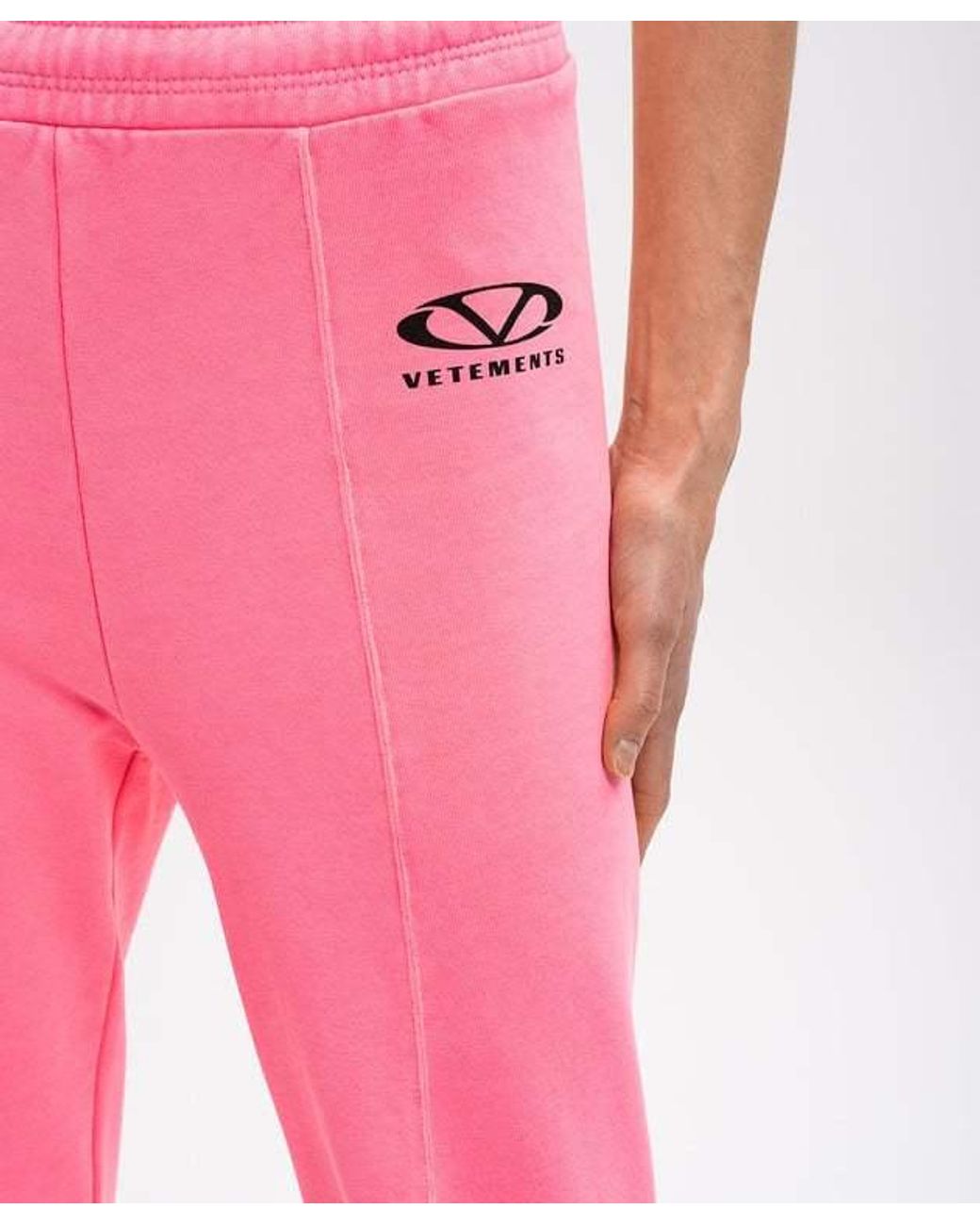 Vetements Pink Oval Logo Printed Jogging Pants