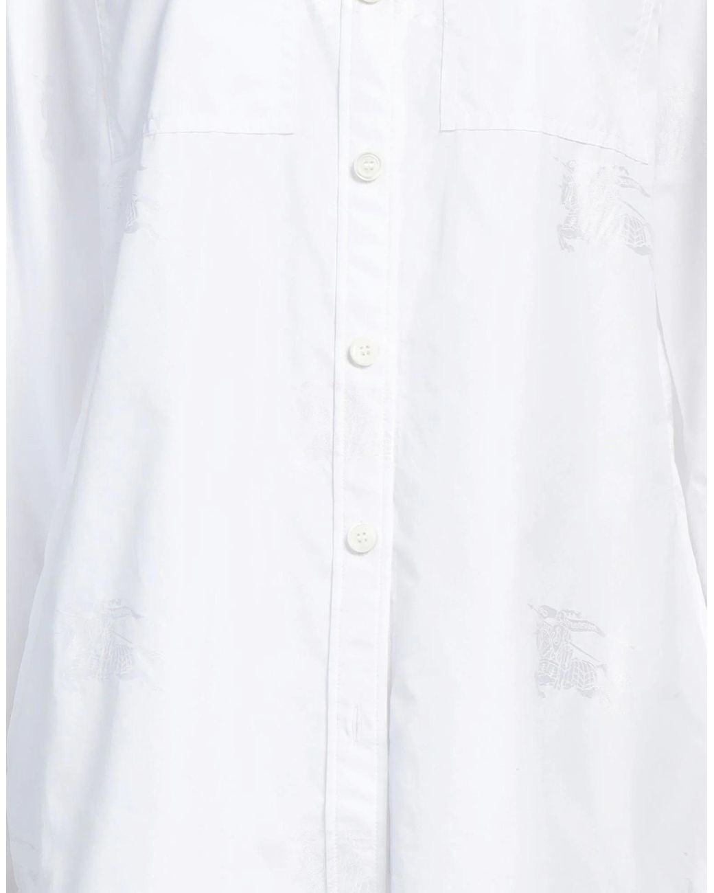 Burberry White Minimalist Solid-Color Long-Sleeve Shirt