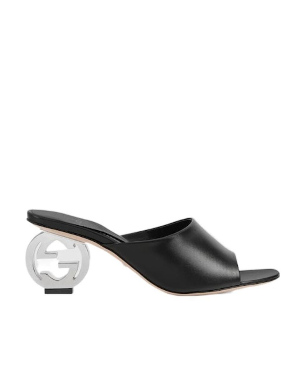 Gucci Black Logo Plaque Slip-On Mules