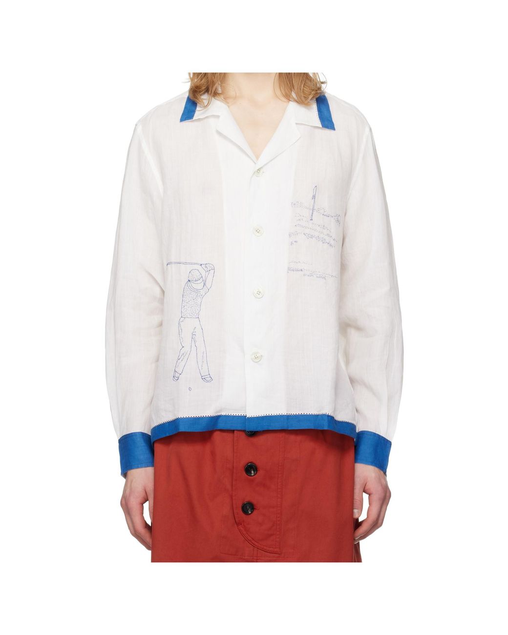 Bode White Linen Shirt for men