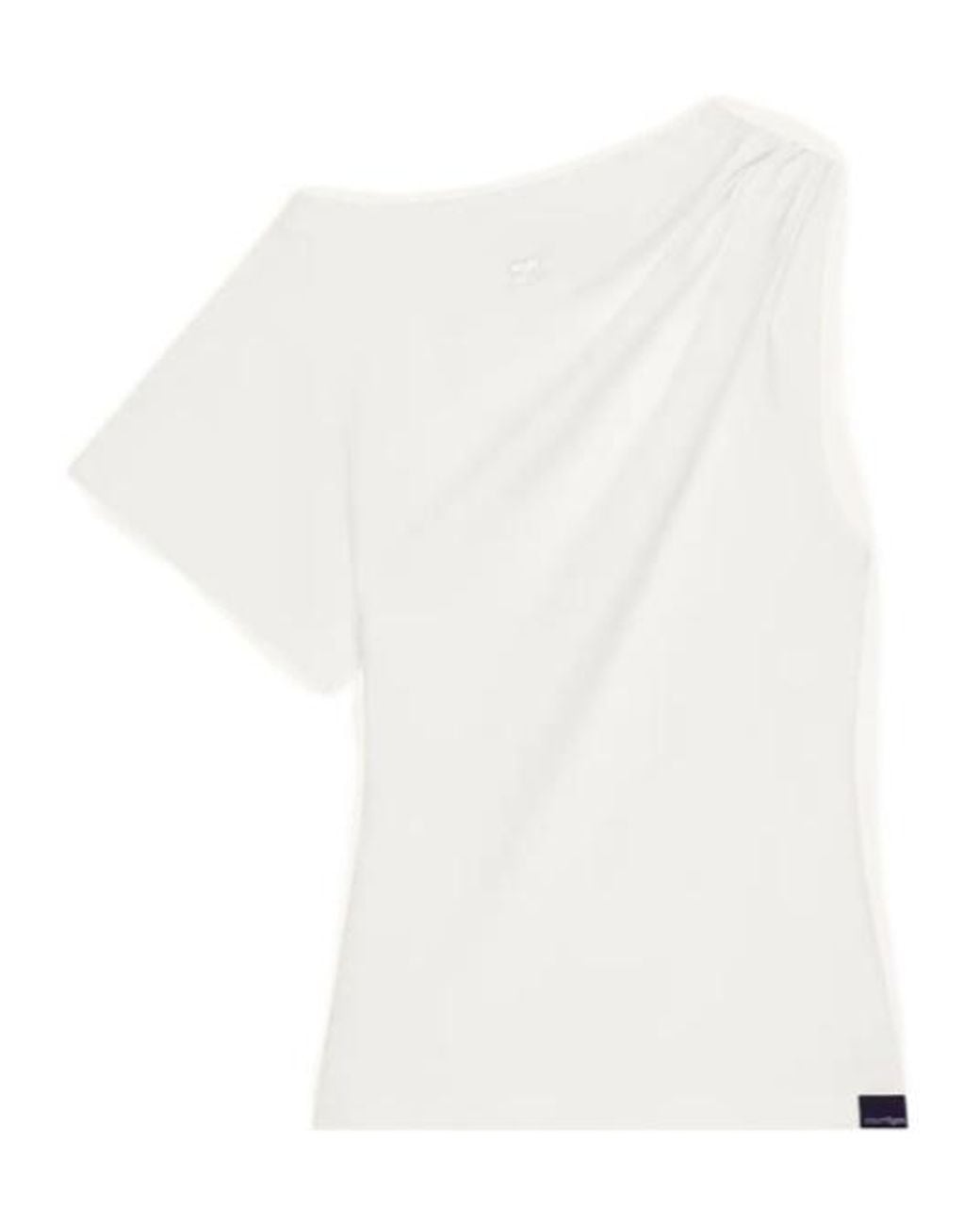 Courreges White Courrèges Asymmetric Draped T-Shirt