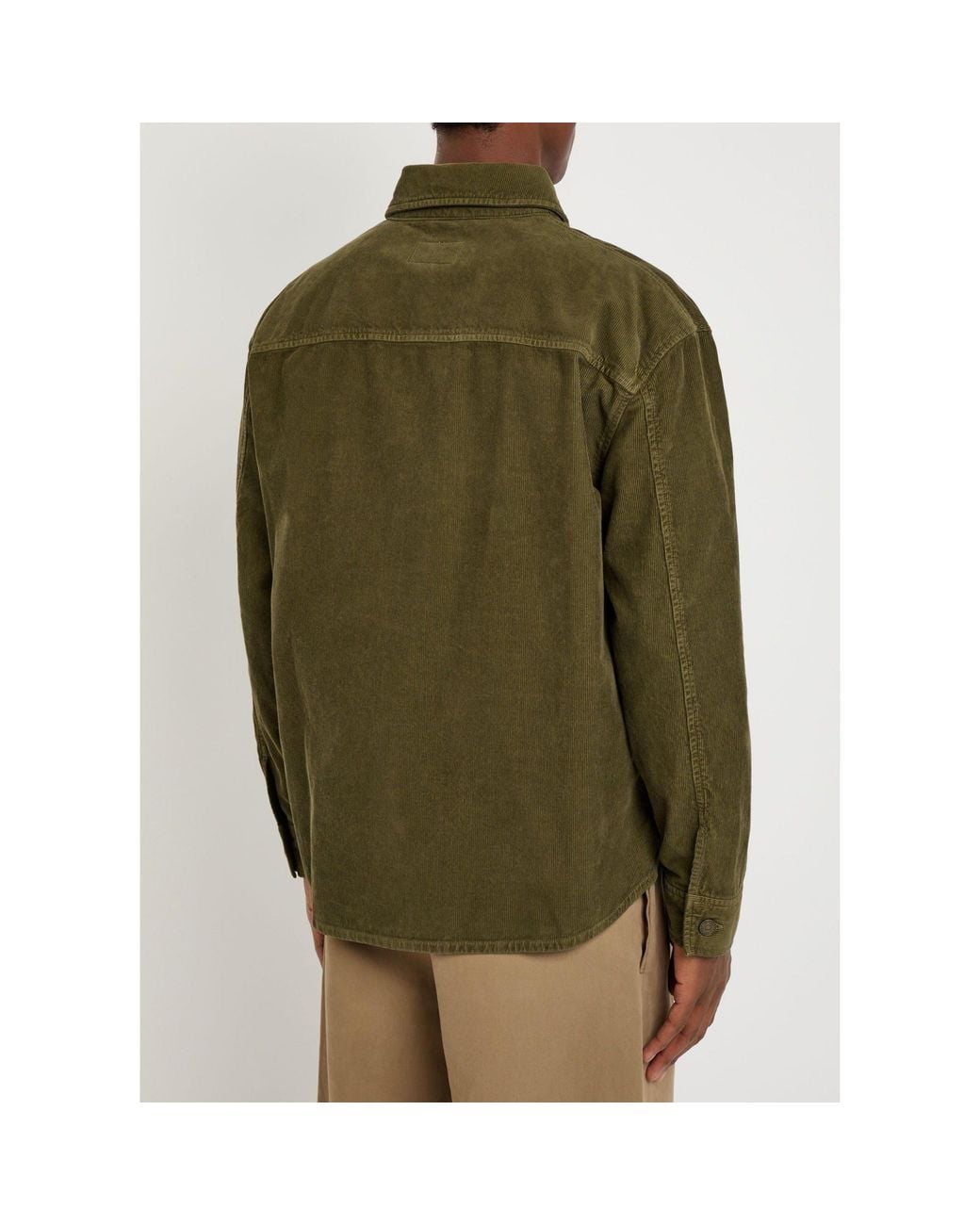 Saint Laurent Green Lapelled Corduroy Shirt Jacket for men