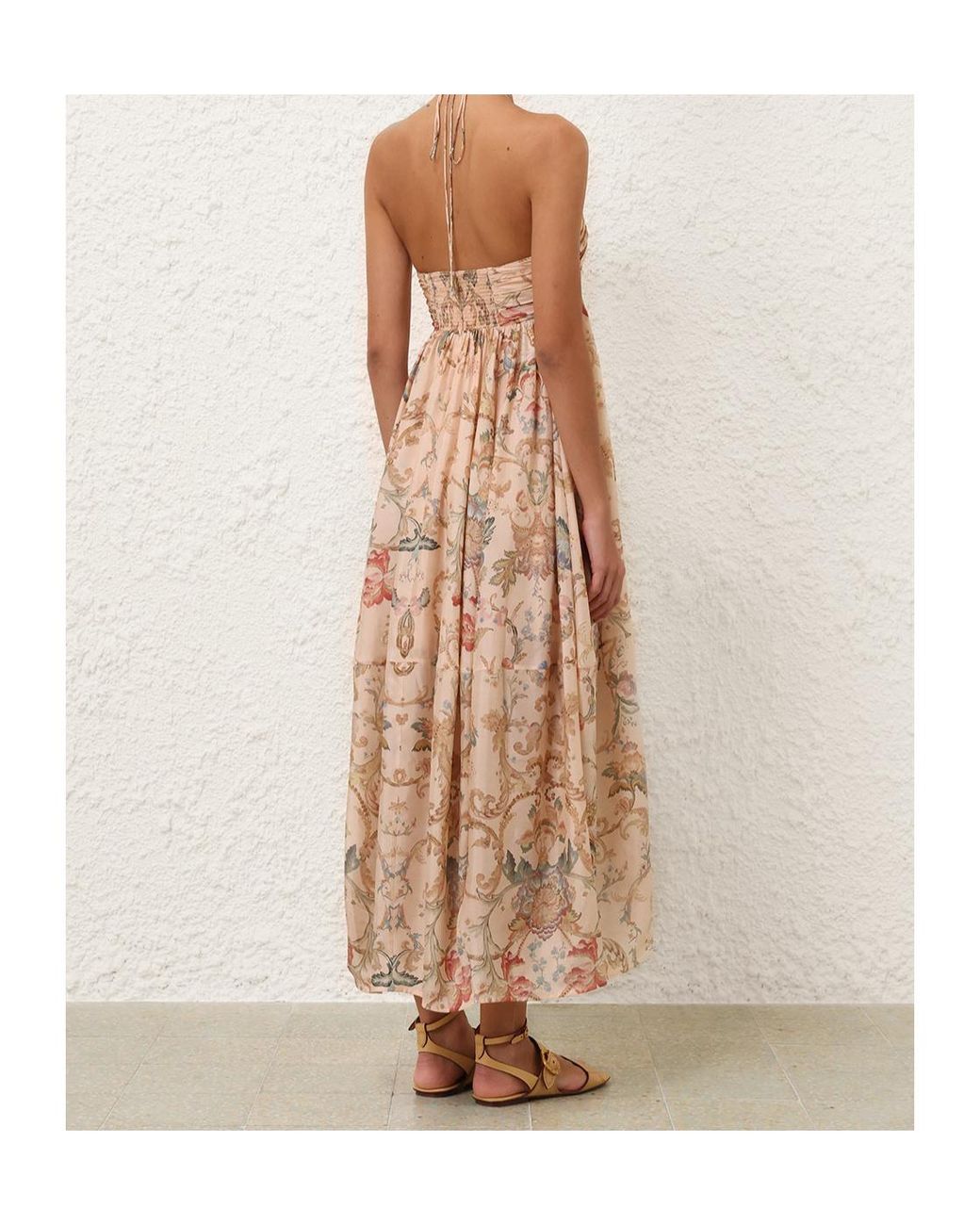 Zimmermann Natural Roselight Halter Maxi Dress