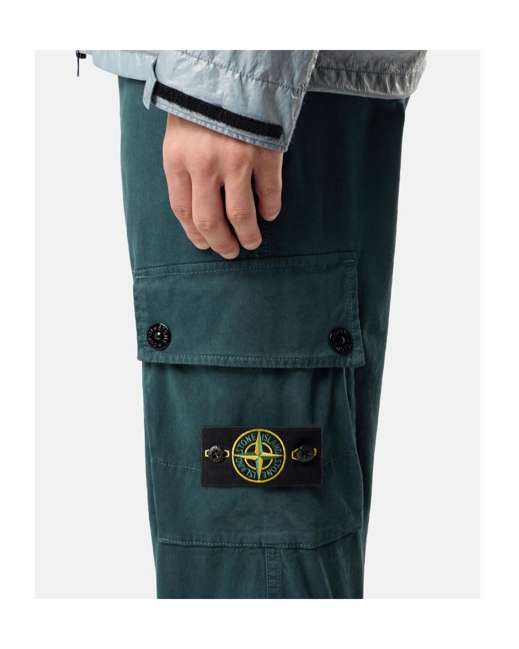 Stone Island Blue Logo-Patch Cargo Pants for men