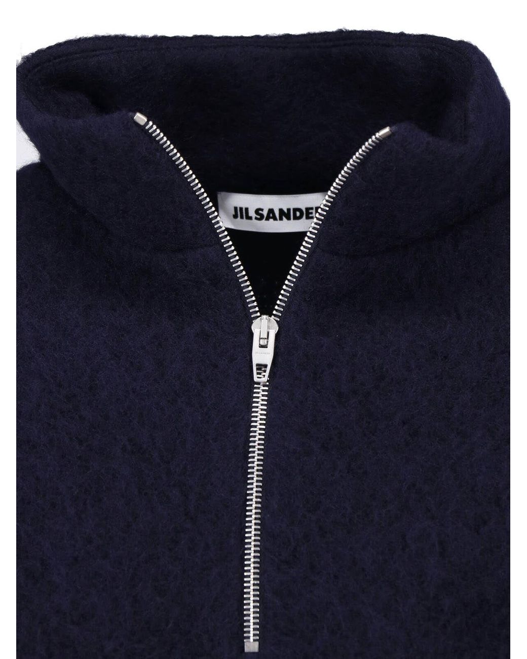 Jil Sander Black Half Zip High Neck Sweatshirt for men