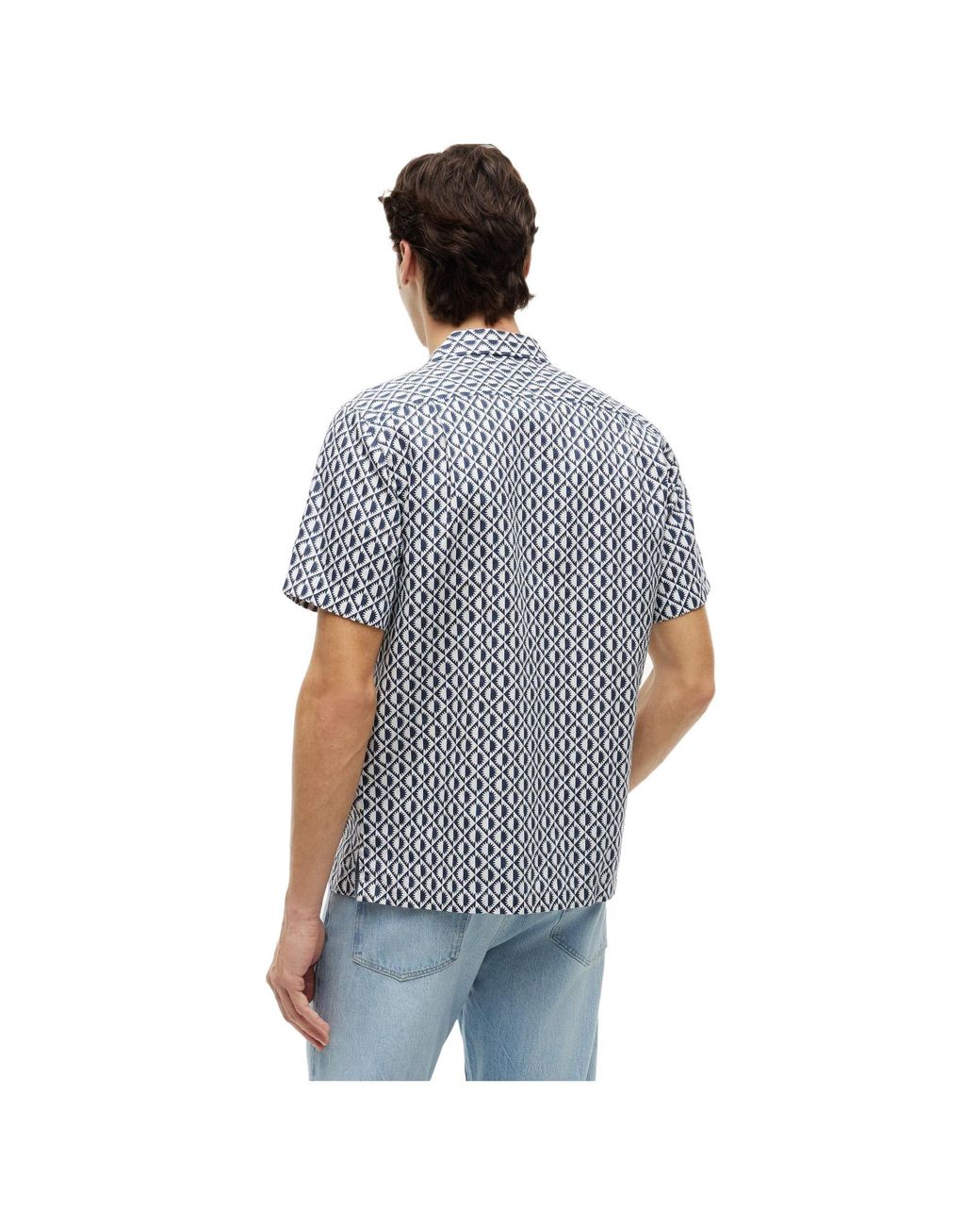 Tommy Hilfiger Blue Shortsleeve Printed Shirt for men