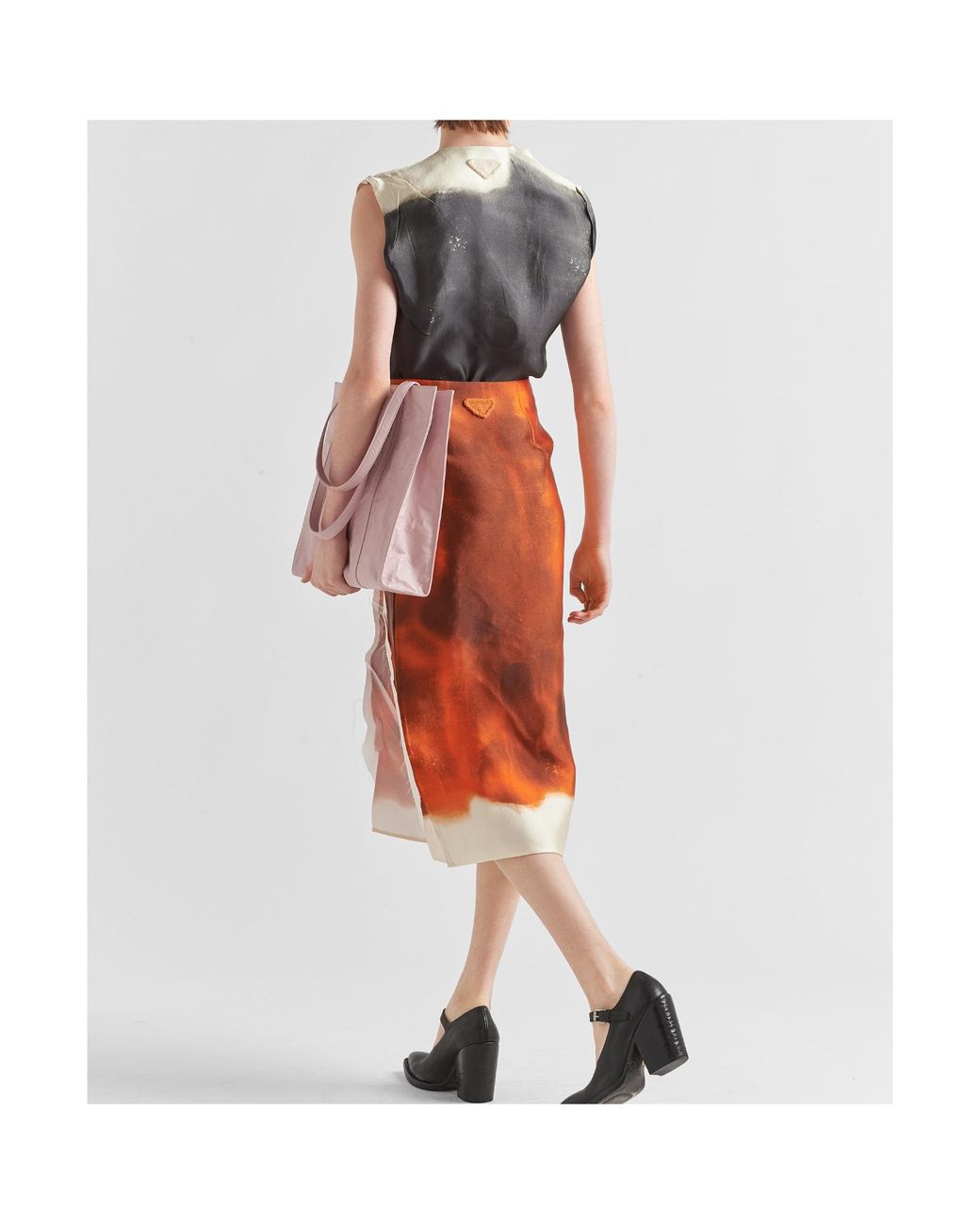 Prada Gray Tie-Dyed V-Neck Sleeveless Blouse