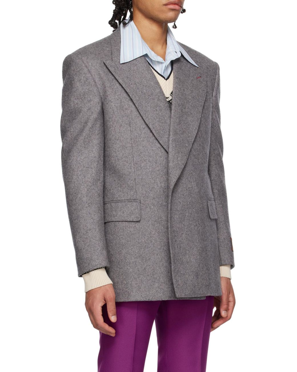 Gucci Gray Logo Patch Jacket for men