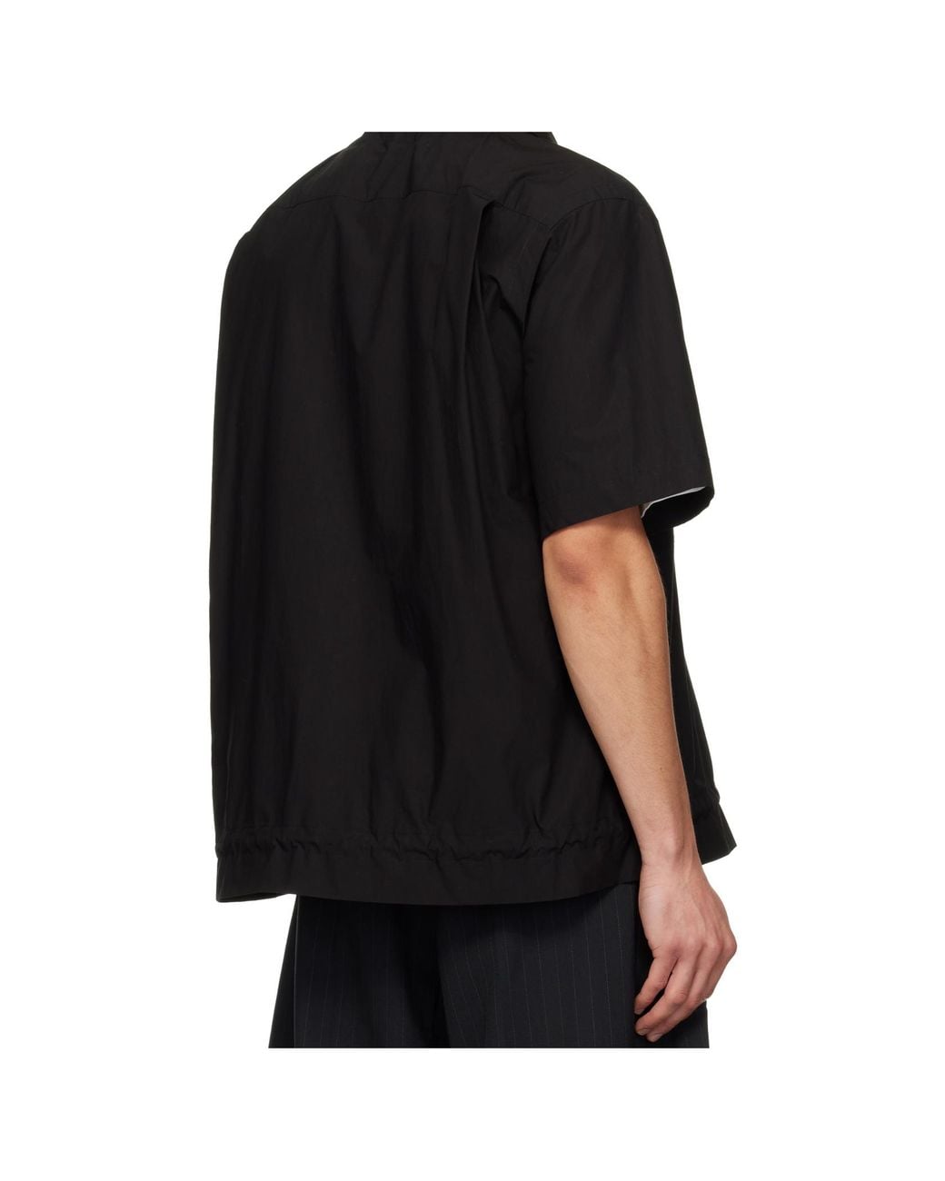 Sacai Black Short Sleeved Drawstring Shirt for men