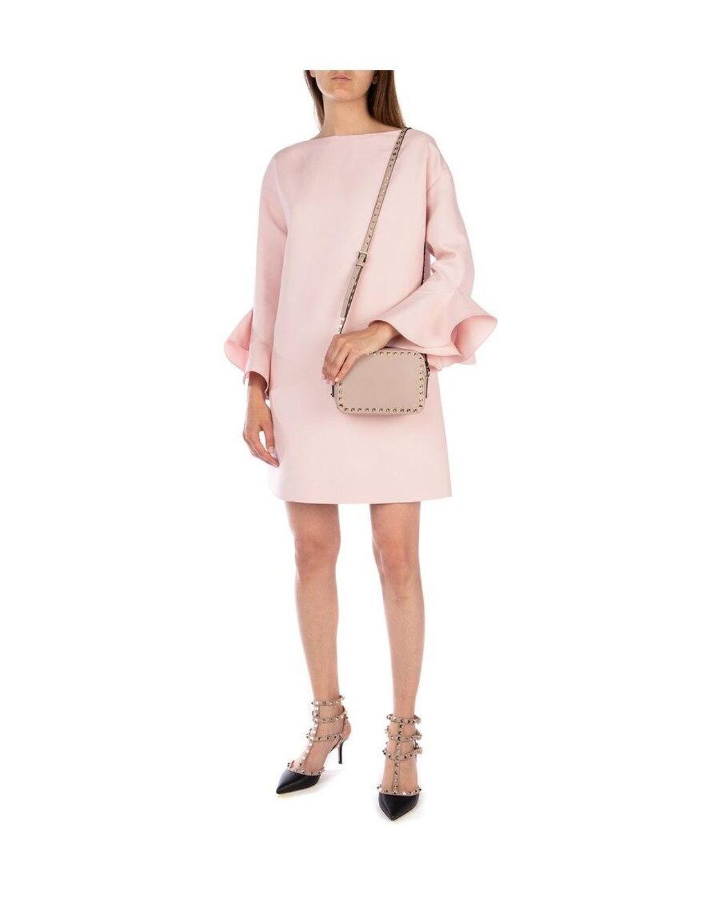 Valentino Pink Ruffled Sleeve Mini Dress
