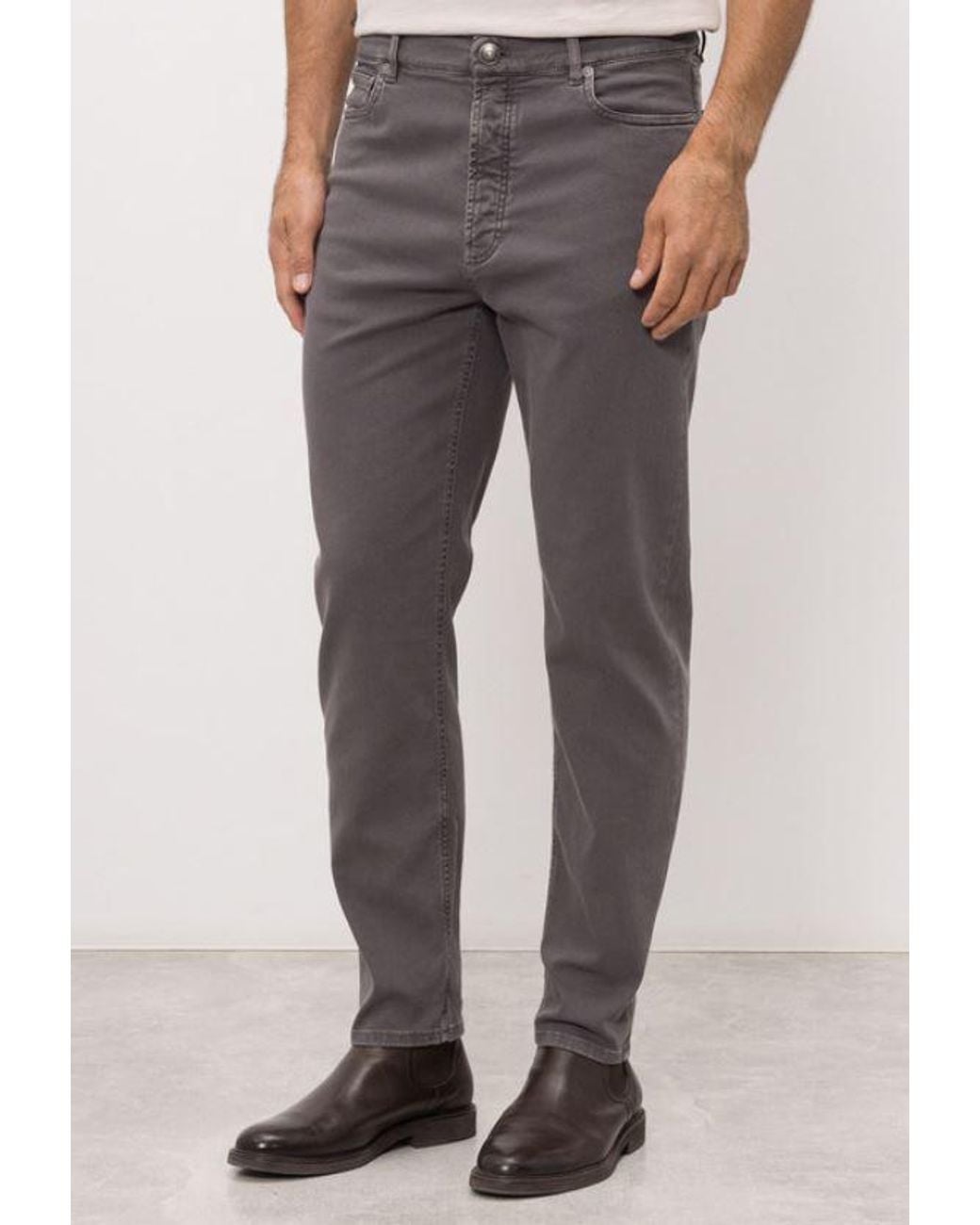 Brunello Cucinelli Gray Straight-Leg Five-Pocket Trousers for men