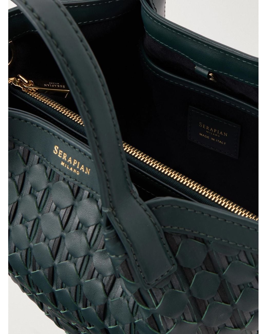 Serapian Black Secret Mosaico Leather Tote