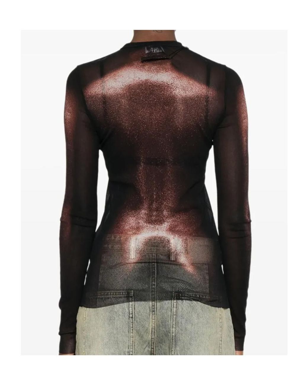 Jean Paul Gaultier Black Body-Print Mesh Top