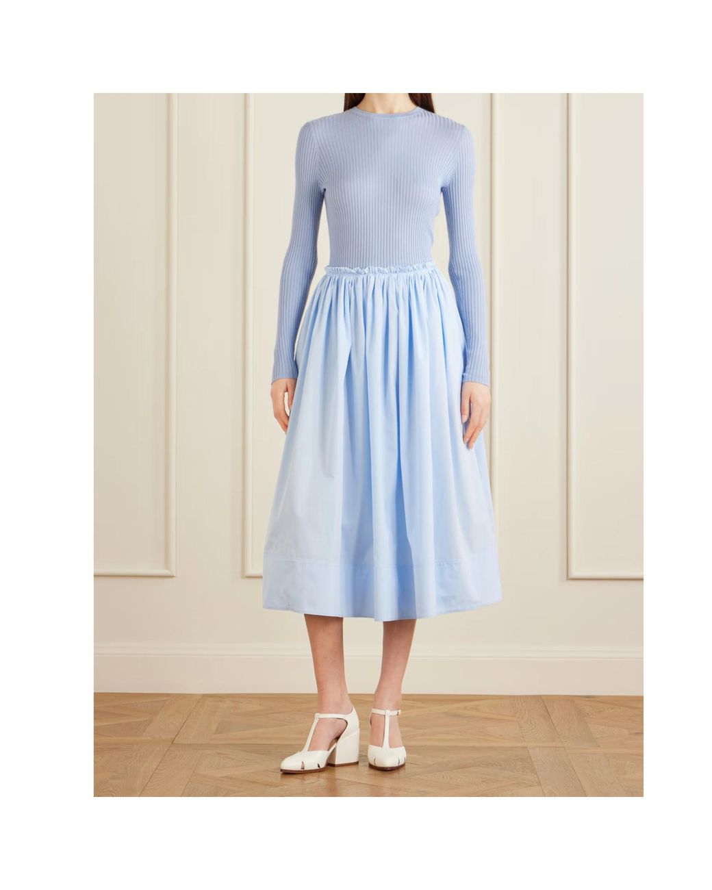 Gabriela Hearst Blue Shiva Gathered Cotton-Poplin Maxi Skirt