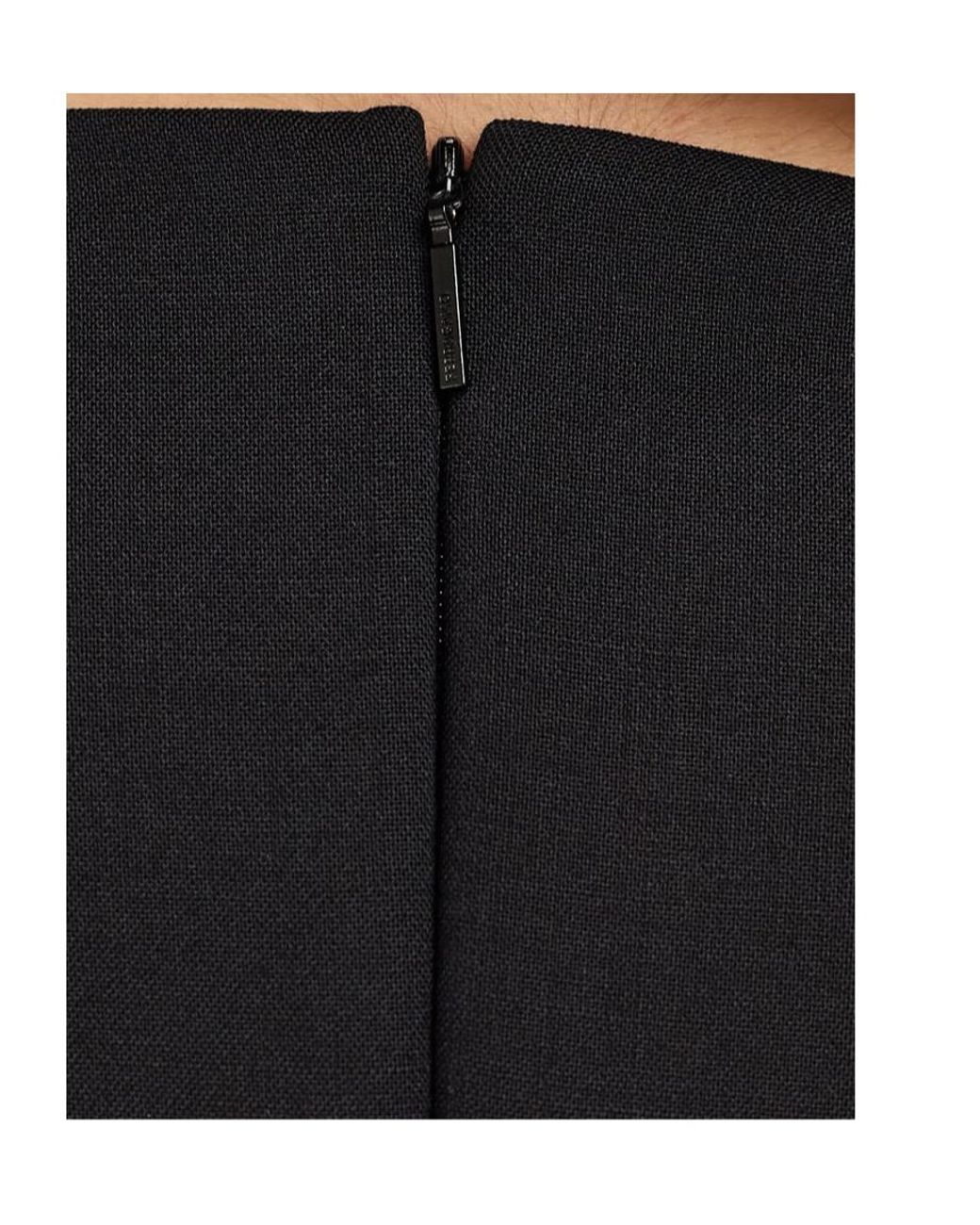 Ferragamo Black Ferragamo Gathered Neckline Corseted Dress