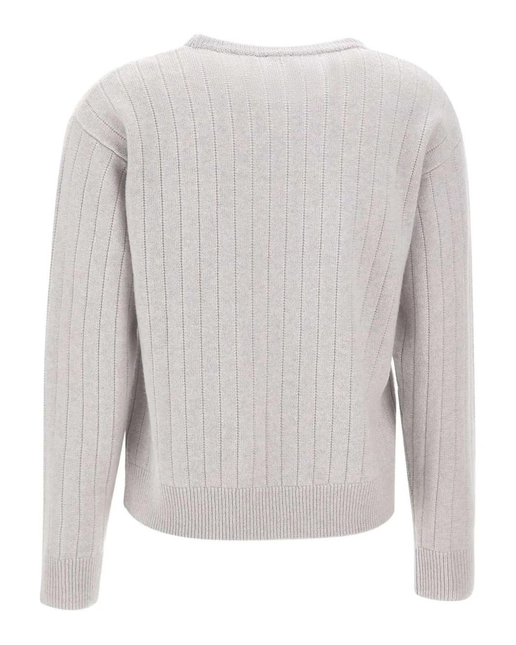 Eleventy Gray Ribbed Crew-Neck Sweater