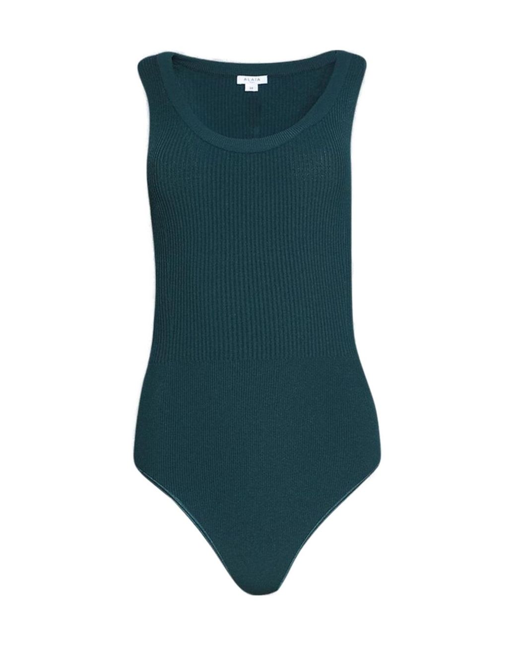 Alaïa Green Alaïa Sleeveless Ribbed Knit Bodysuit