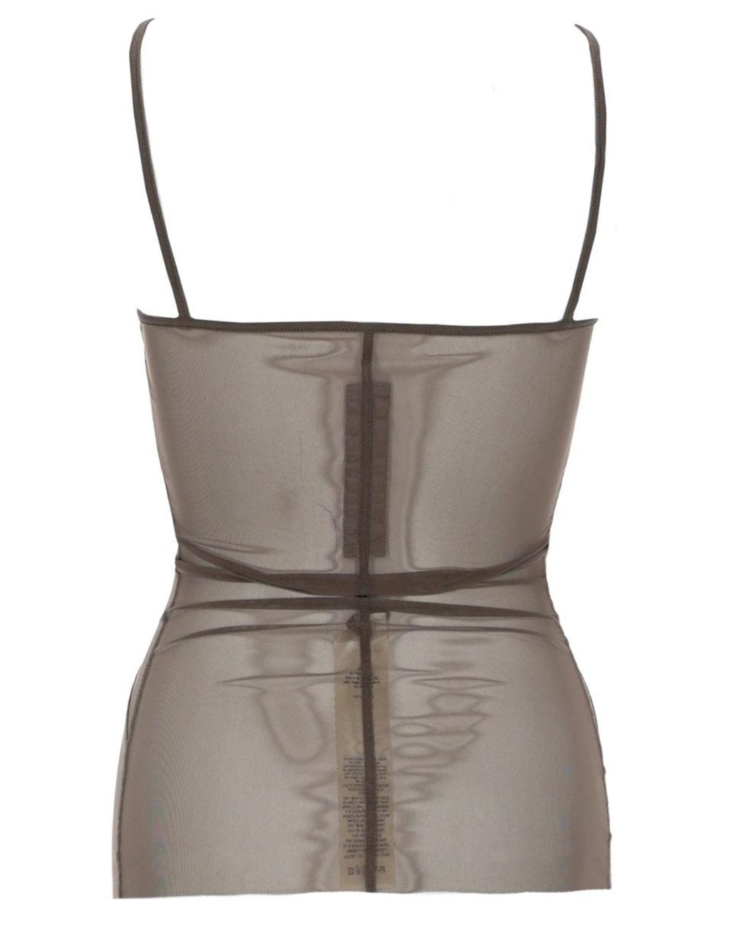 Rick Owens Gray Off-Shoulder Tank Top