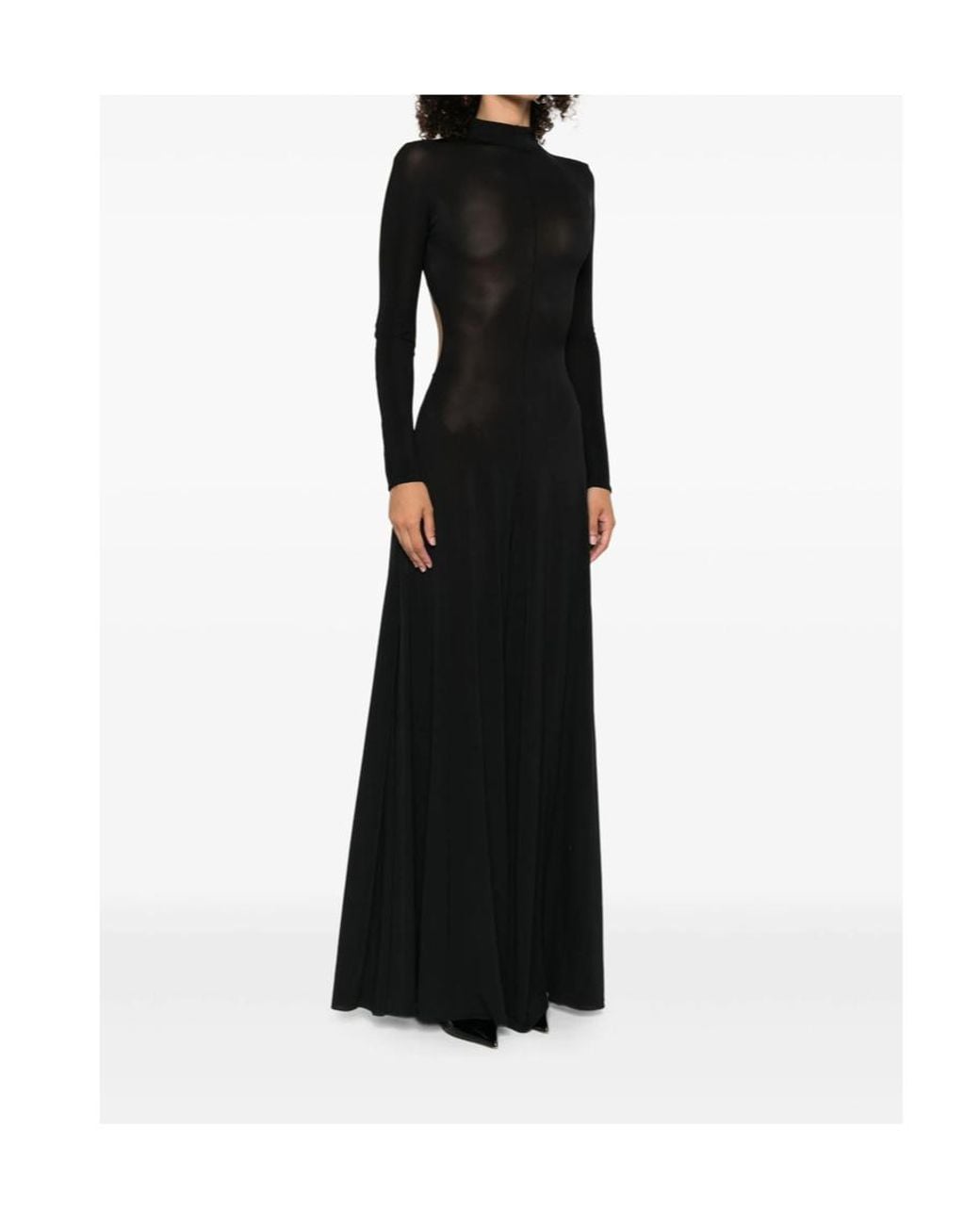 Alaïa Black Alaïa Cut-Out Long-Sleeved Maxi Dress
