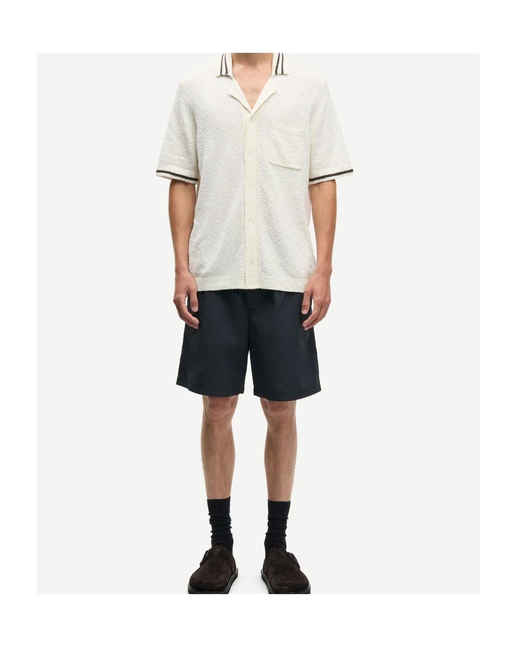 Samsøe & Samsøe White Samsøe Samsøe Sapedro Textured Polo Shirt for men