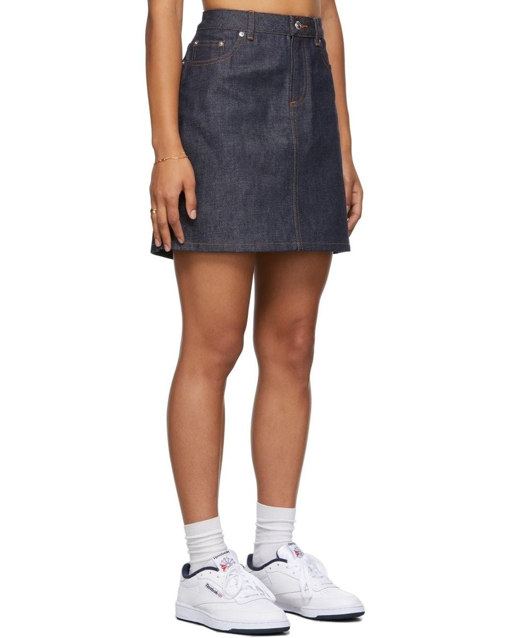 A.P.C. Blue High Waist Mini Denim Skirt