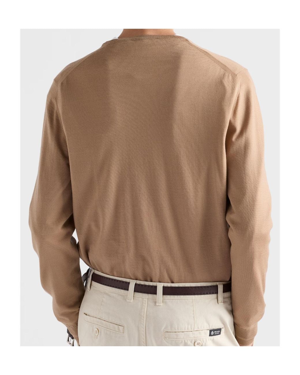 Prada Brown Superfine Wool Crew-Neck Sweater for men