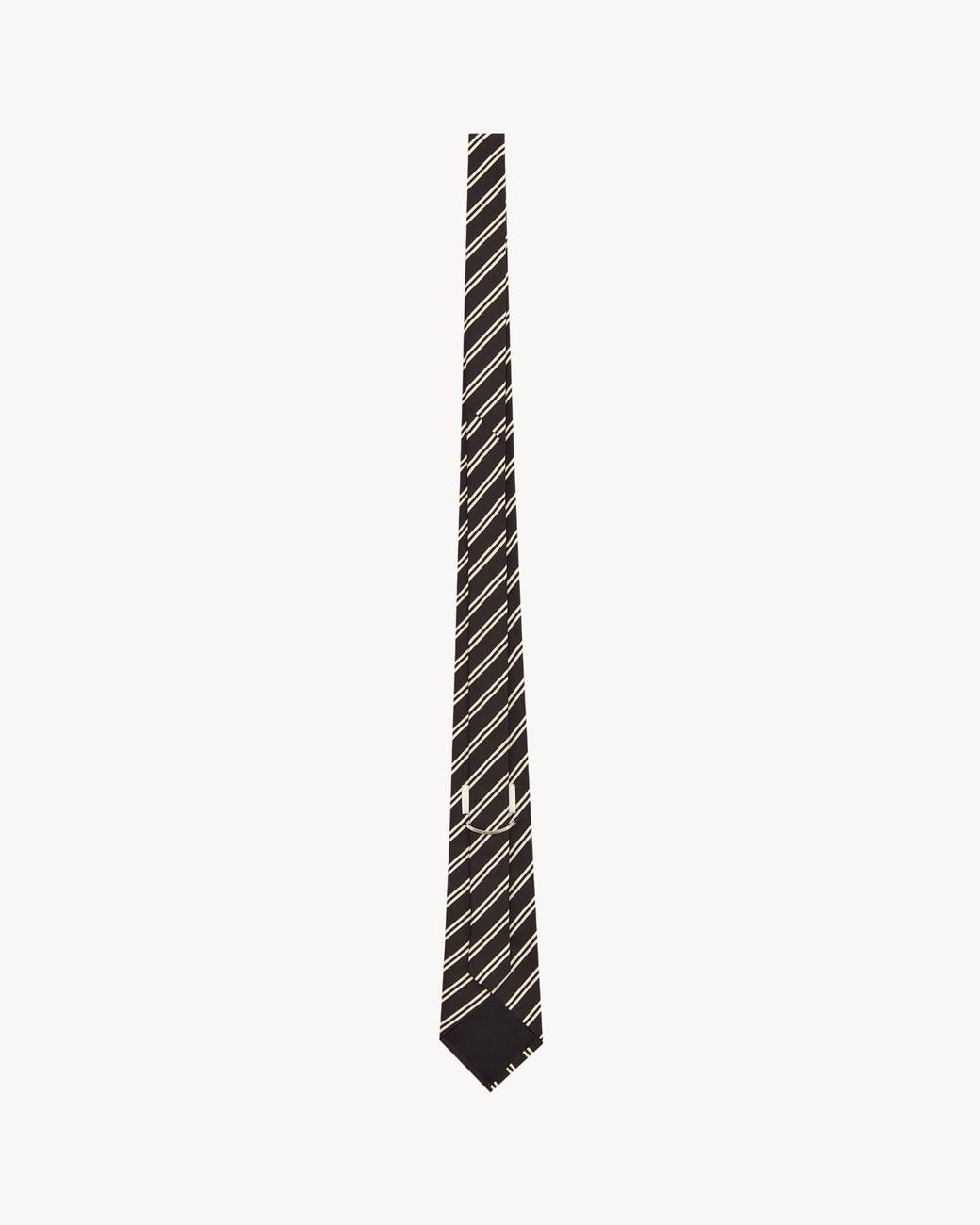 Saint Laurent White Striped Jacquard Tie for men