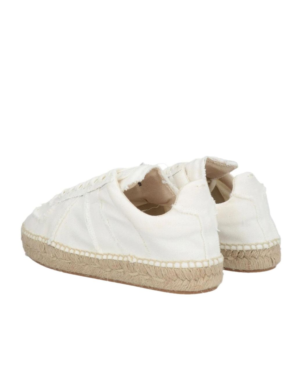 Maison Margiela White Canvas And Straw Woven Shoes