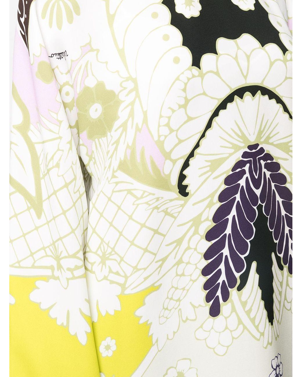 Valentino White Abstract-Print Long-Sleeve Dress